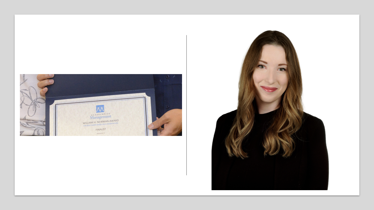 Madeleine Meurer smiling at the camera. Image of award