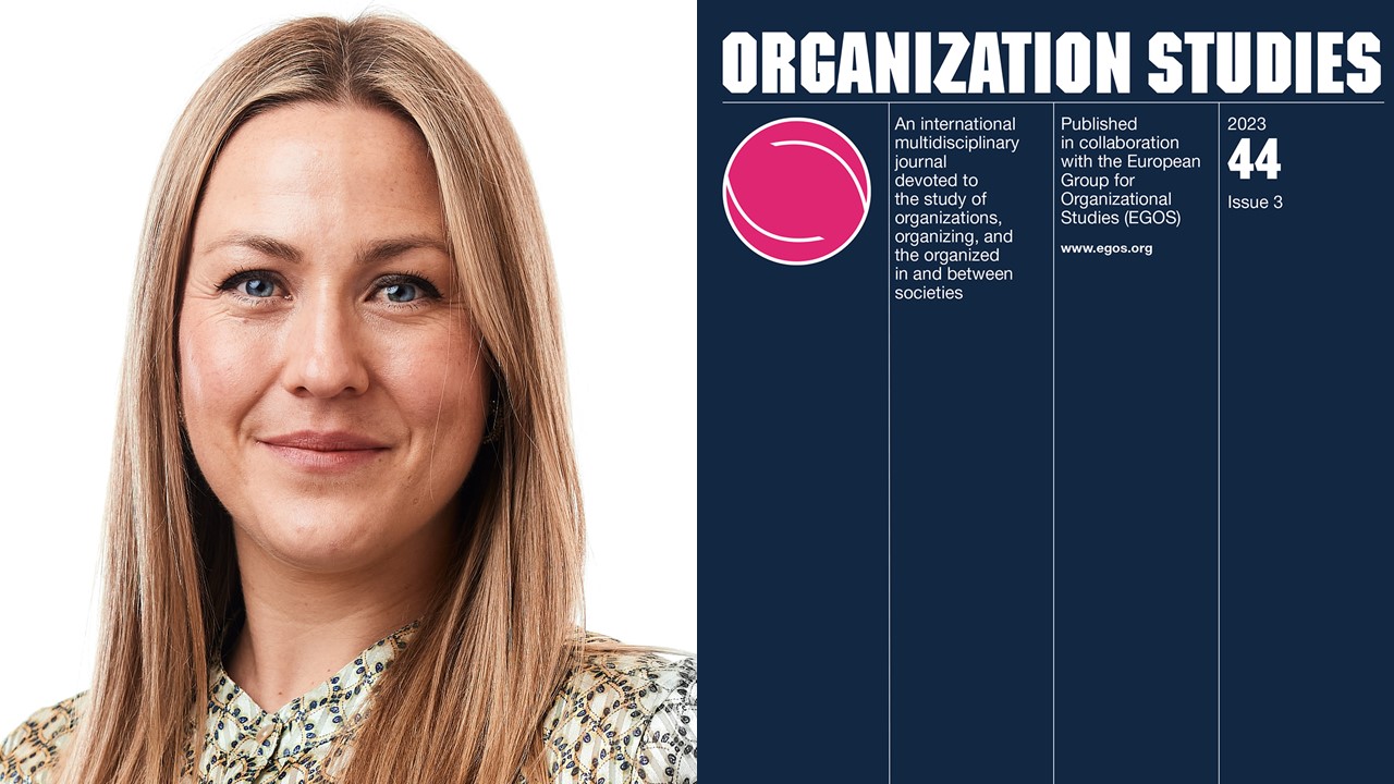 Smiling woman and cover of academic journal