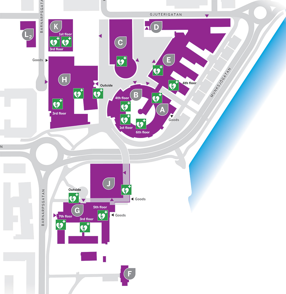 Map of where heart starters are on campus