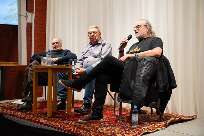 Från vänster Lennart Lindberg, Lennart Angselius och Staffan Hagberg under livesändningen.